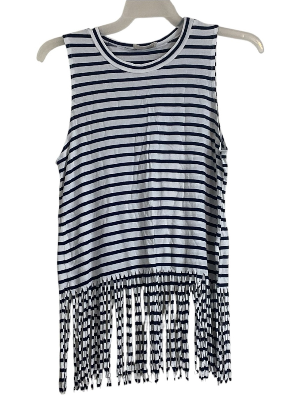 Everly for Francesca’s Large Striped Fringe Tank Top Sleeveless Boho Tunic